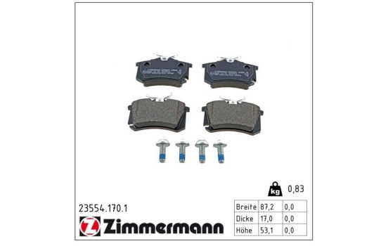 Kit de plaquettes de frein, frein à disque 23554.170.1 Zimmermann, Image 2