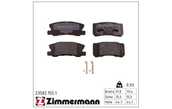 Kit de plaquettes de frein, frein à disque 23582.155.1 Zimmermann, Image 2