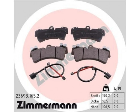 Kit de plaquettes de frein, frein à disque 23693.165.2 Zimmermann