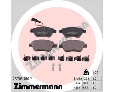 Kit de plaquettes de frein, frein à disque 23705.180.2 Zimmermann