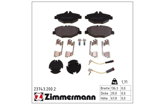 Kit de plaquettes de frein, frein à disque 23743.200.2 Zimmermann, Image 2