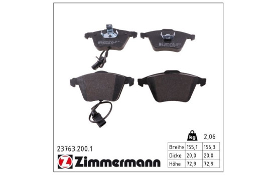Kit de plaquettes de frein, frein à disque 23763.200.1 Zimmermann, Image 2