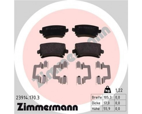 Kit de plaquettes de frein, frein à disque 23914.170.3 Zimmermann