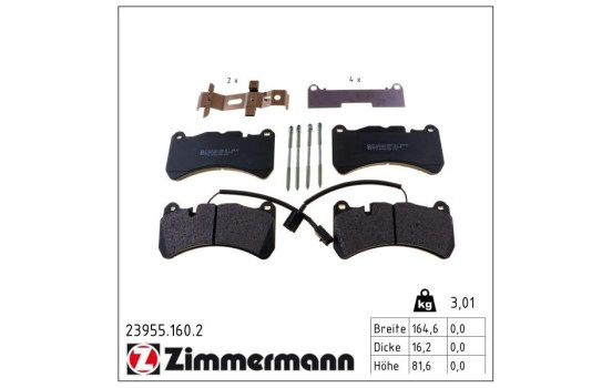 Kit de plaquettes de frein, frein à disque 23955.160.2 Zimmermann