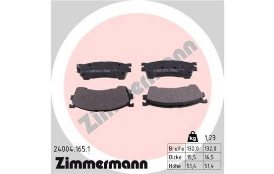 Kit de plaquettes de frein, frein à disque 24004.165.1 Zimmermann