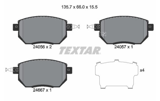 Kit de plaquettes de frein, frein à disque 2405601 Textar