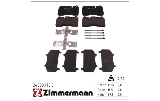 Kit de plaquettes de frein, frein à disque 24098.170.3 Zimmermann, Image 2