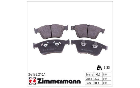 Kit de plaquettes de frein, frein à disque 24176.210.1 Zimmermann, Image 2