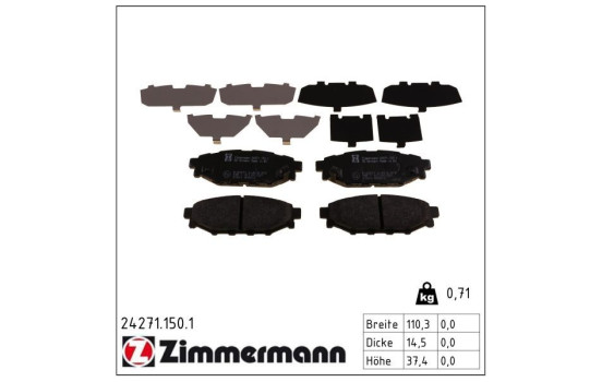 Kit de plaquettes de frein, frein à disque 24271.150.1 Zimmermann, Image 2