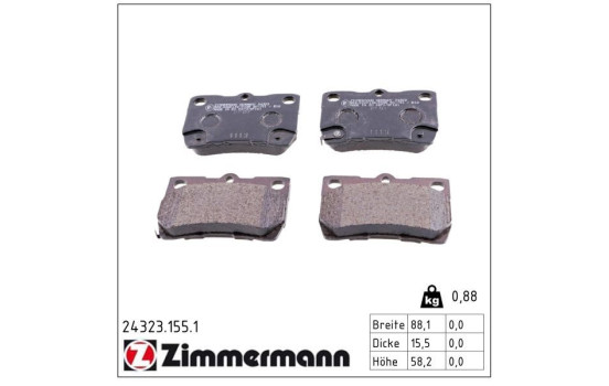 Kit de plaquettes de frein, frein à disque 24323.155.1 Zimmermann, Image 2