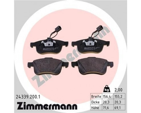 Kit de plaquettes de frein, frein à disque 24339.200.1 Zimmermann