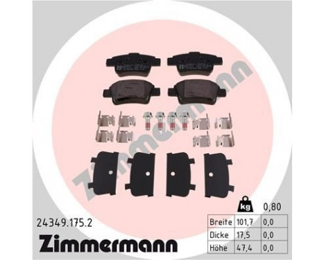 Kit de plaquettes de frein, frein à disque 24349.175.2 Zimmermann