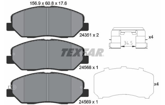 Kit de plaquettes de frein, frein à disque 2435101 Textar