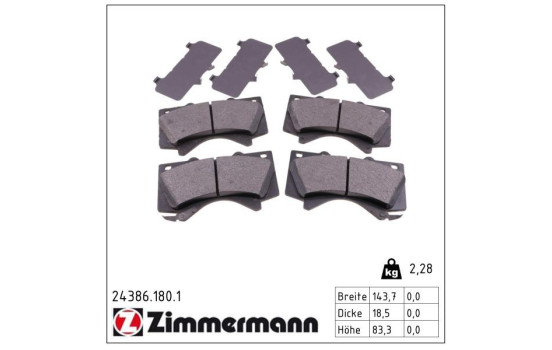 Kit de plaquettes de frein, frein à disque 24386.180.1 Zimmermann, Image 2