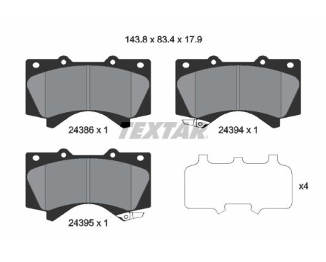 Kit de plaquettes de frein, frein à disque 2438601 Textar