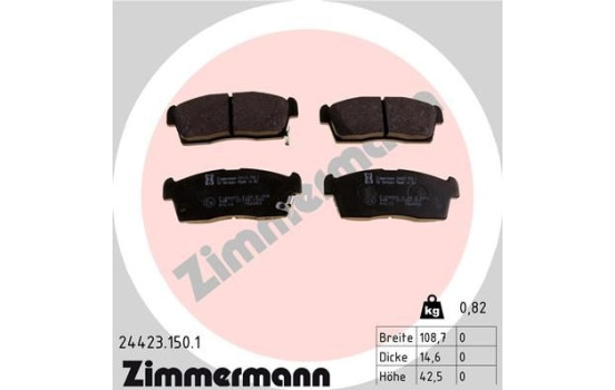 Kit de plaquettes de frein, frein à disque 24423.150.1 Zimmermann