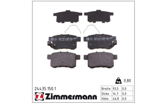 Kit de plaquettes de frein, frein à disque 24435.150.1 Zimmermann, Image 2