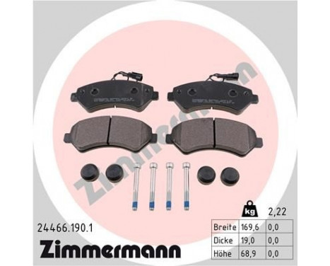 Kit de plaquettes de frein, frein à disque 24466.190.1 Zimmermann