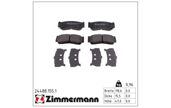 Kit de plaquettes de frein, frein à disque 24488.155.1 Zimmermann, Image 2