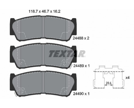 Kit de plaquettes de frein, frein à disque 2448801 Textar