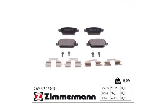 Kit de plaquettes de frein, frein à disque 24537.160.3 Zimmermann, Image 2