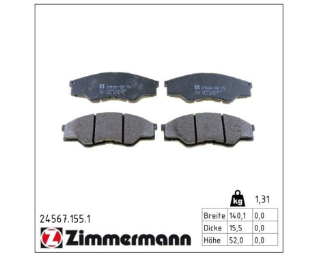 Kit de plaquettes de frein, frein à disque 24567.155.1 Zimmermann