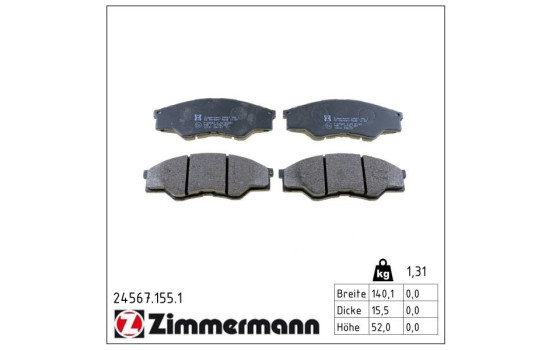 Kit de plaquettes de frein, frein à disque 24567.155.1 Zimmermann