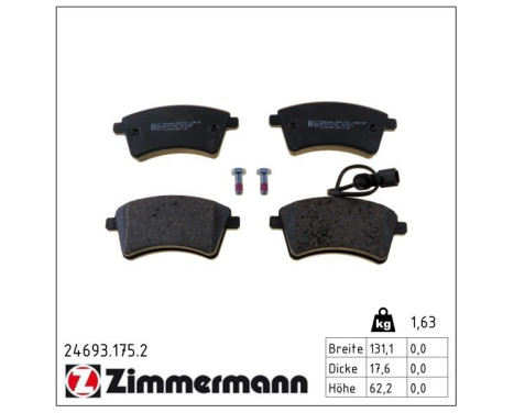 Kit de plaquettes de frein, frein à disque 24693.175.2 Zimmermann