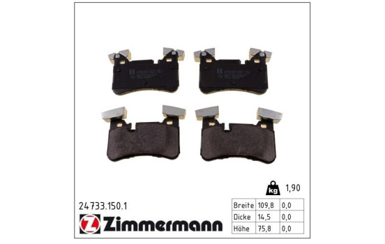 Kit de plaquettes de frein, frein à disque 24733.150.1 Zimmermann, Image 2