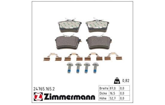 Kit de plaquettes de frein, frein à disque 24765.165.2 Zimmermann, Image 2