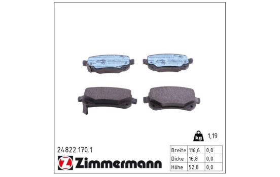Kit de plaquettes de frein, frein à disque 24822.170.1 Zimmermann, Image 2