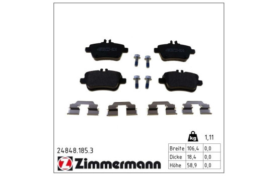 Kit de plaquettes de frein, frein à disque 24848.185.3 Zimmermann
