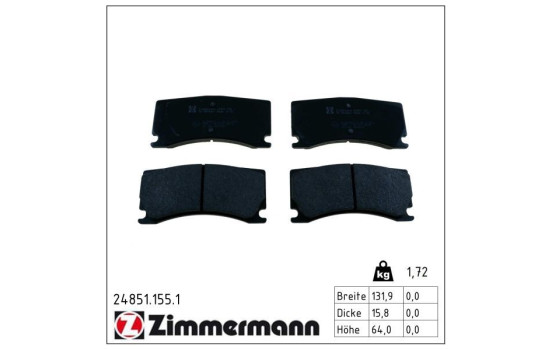 Kit de plaquettes de frein, frein à disque 24851.155.1 Zimmermann
