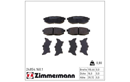 Kit de plaquettes de frein, frein à disque 24854.160.1 Zimmermann, Image 2