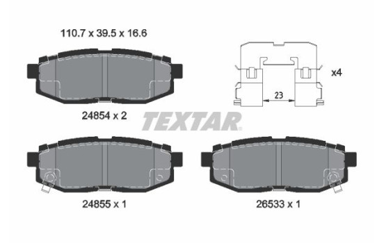 Kit de plaquettes de frein, frein à disque 2485401 Textar