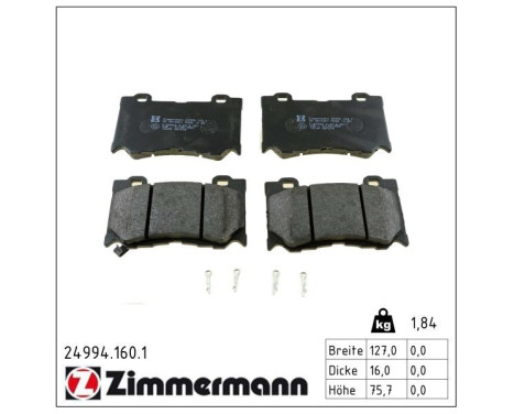Kit de plaquettes de frein, frein à disque 24994.160.1 Zimmermann