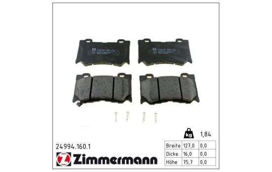 Kit de plaquettes de frein, frein à disque 24994.160.1 Zimmermann