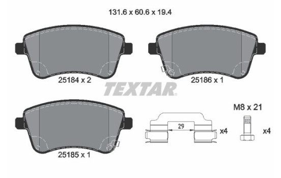 Kit de plaquettes de frein, frein à disque 2518401 Textar