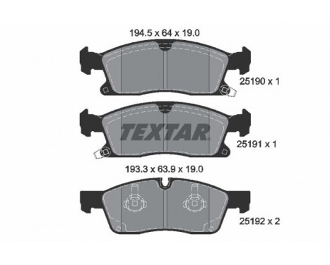 Kit de plaquettes de frein, frein à disque 2519002 Textar