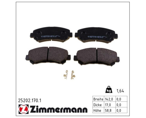 Kit de plaquettes de frein, frein à disque 25202.170.1 Zimmermann