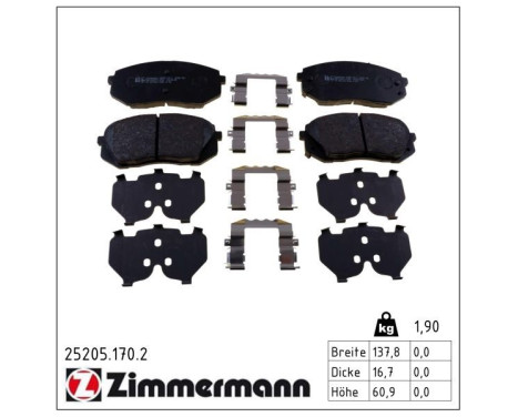 Kit de plaquettes de frein, frein à disque 25205.170.2 Zimmermann