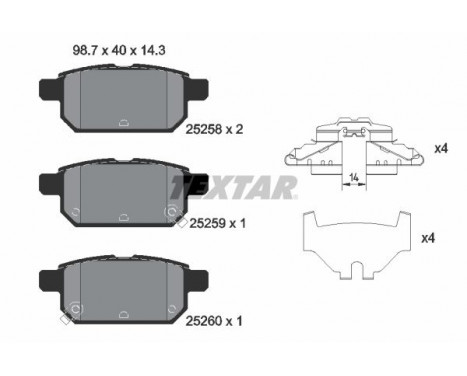 Kit de plaquettes de frein, frein à disque 2525801 Textar