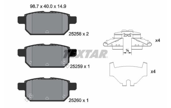 Kit de plaquettes de frein, frein à disque 2525801 Textar