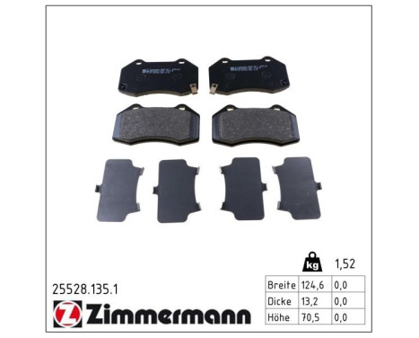 Kit de plaquettes de frein, frein à disque 25528.135.1 Zimmermann