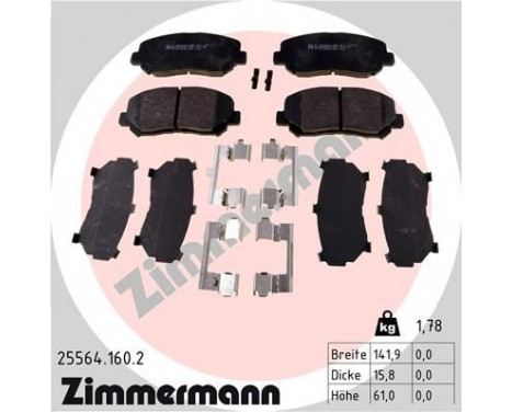 Kit de plaquettes de frein, frein à disque 25564.160.2 Zimmermann, Image 2