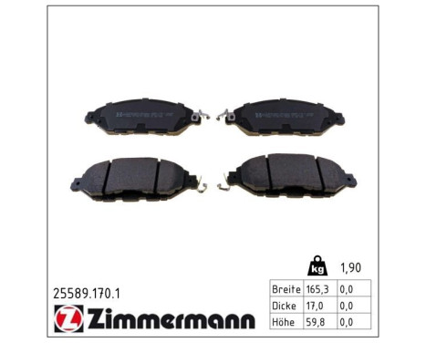 Kit de plaquettes de frein, frein à disque 25589.170.1 Zimmermann