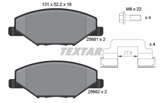 Kit de plaquettes de frein, frein à disque 2568101 Textar, Image 2