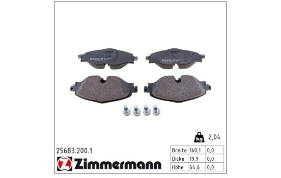 Kit de plaquettes de frein, frein à disque 25683.200.1 Zimmermann, Image 2