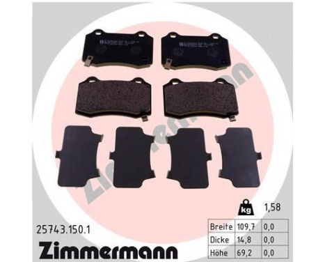 Kit de plaquettes de frein, frein à disque 25743.150.1 Zimmermann