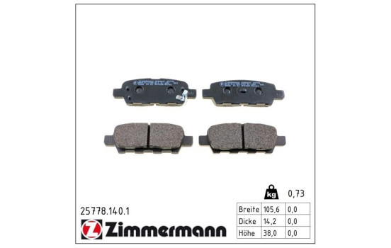 Kit de plaquettes de frein, frein à disque 25778.140.1 Zimmermann